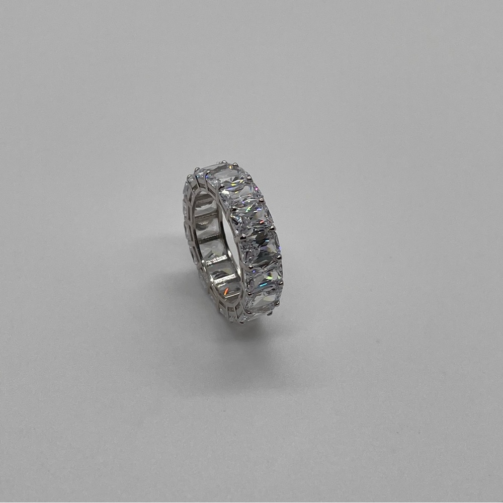 Sterling Silver and Cubic Zirconia Big Eternity Band/ Size 7
